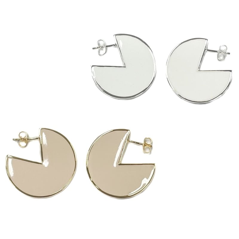 Ete ディスクピアス（ゴールド・ミルクティーカラー／シルバー