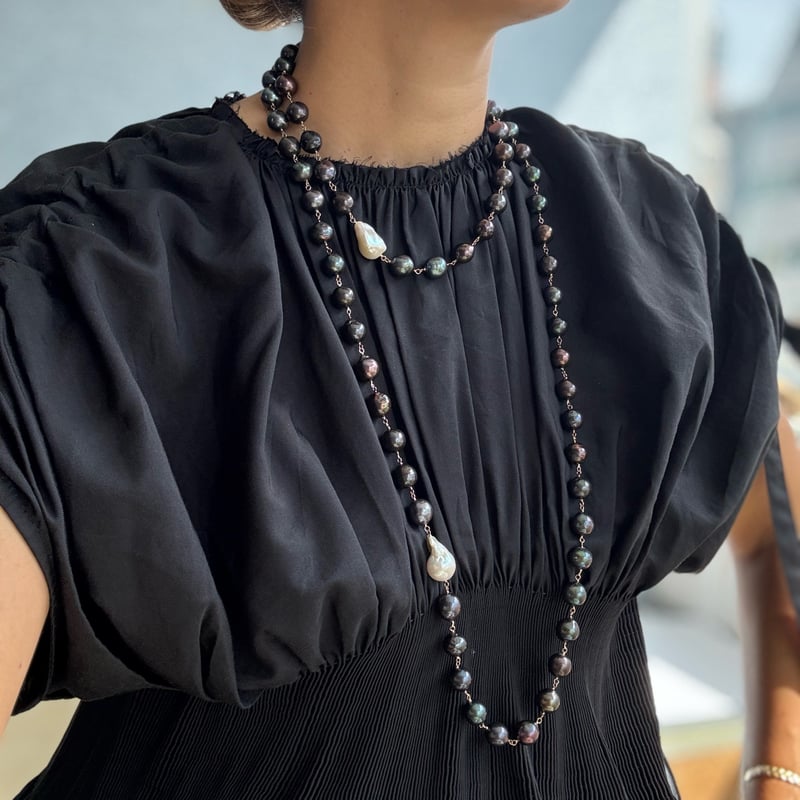 alors paris オンディーヌ　ブラック ブラックパールショートネックレス | La Soeur