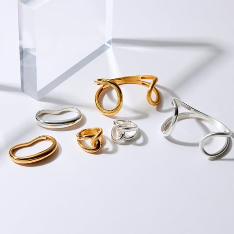 Ete　リエゾンダブルフィンガーリング／M(ゴールド／シルバー)　※オンラインショップ限定商品
