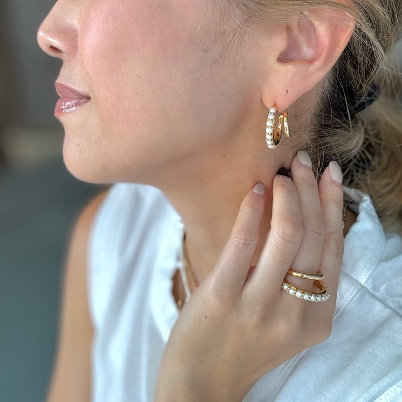 パールダブルフープピアス | La Soeur パールダブルフープピアス | La Soeur