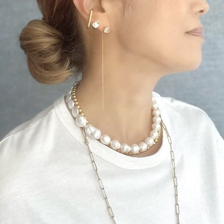 レクタングルストーンスタッズピアス（片耳販売）