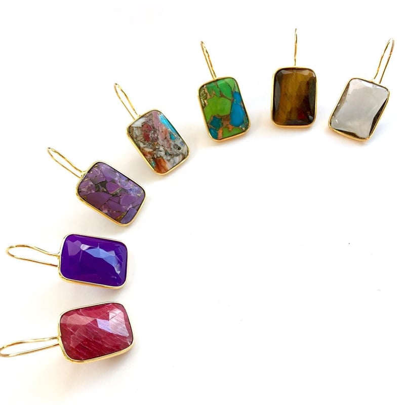 レクタングルピアス／L(クリソプレーズカルセドニー) | La Soeur