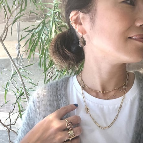 ペアシェイプピアス／L  (スモーキークォーツ)  ※eclat×La Soeur コラボ商品