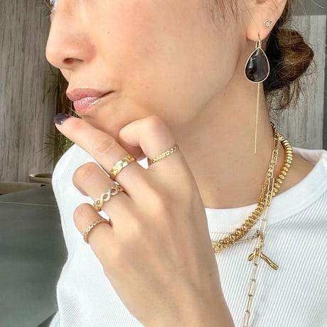 ペアシェイプピアス／L  (スモーキークォーツ)  ※eclat×La Soeur コラボ商品