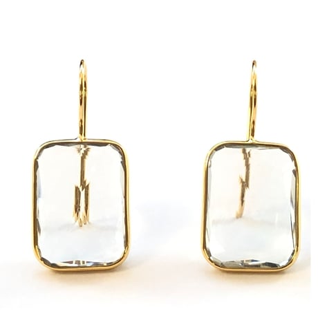 ラスールLレクタングルピアス(ホワイトカルセドニー) 超美品】ラスール レクタングルピアス ホワイトカルセドニー