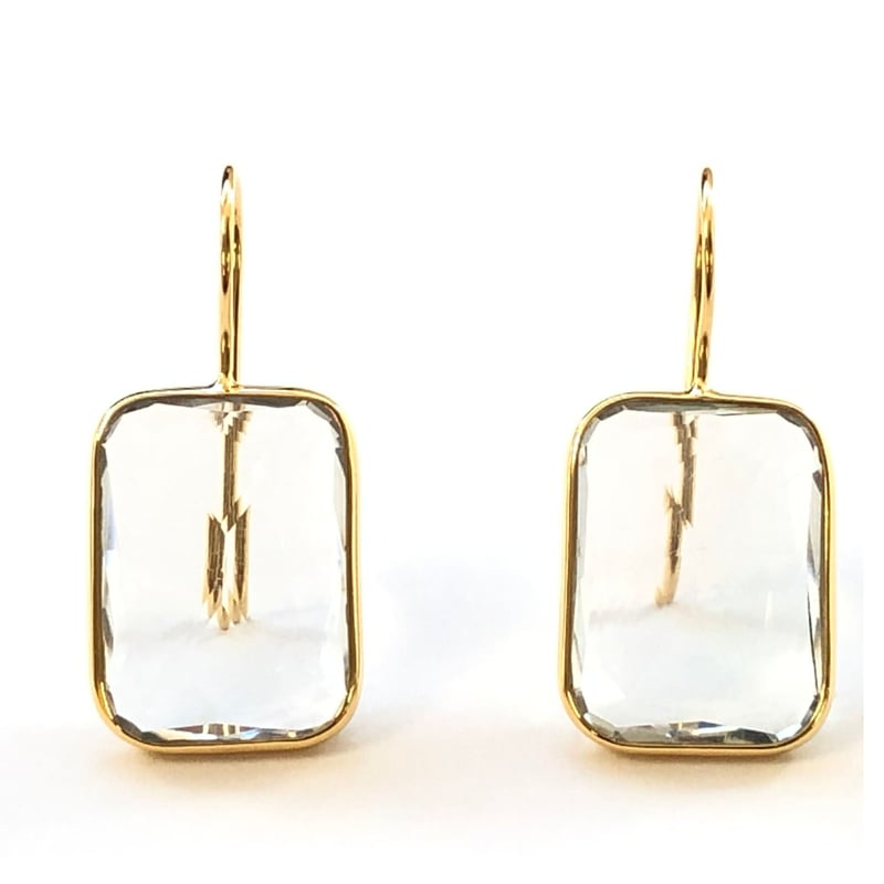 レクタングルピアス／L(グリーンアメシスト) | La Soeur