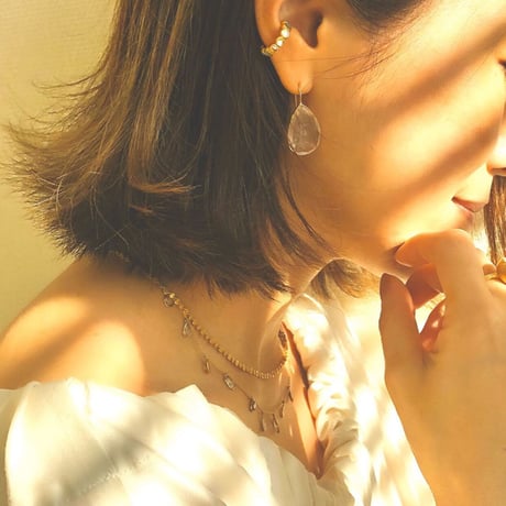 ペアシェイプピアス ／L (ローズクォーツ)  ※eclat×La Soeur コラボ商品