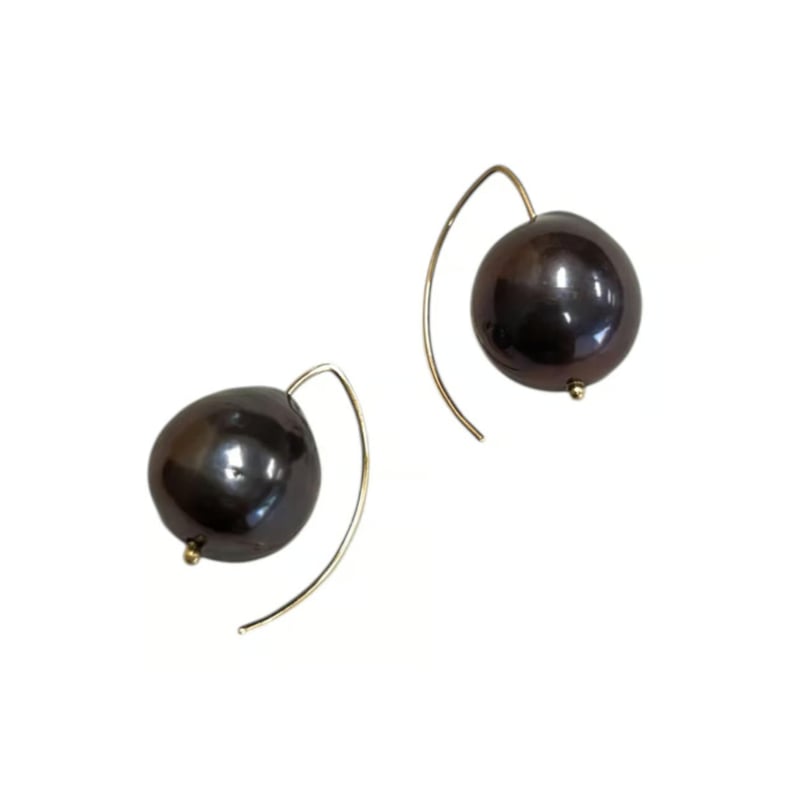 ブラックパールフックピアス(K10) | La Soeur