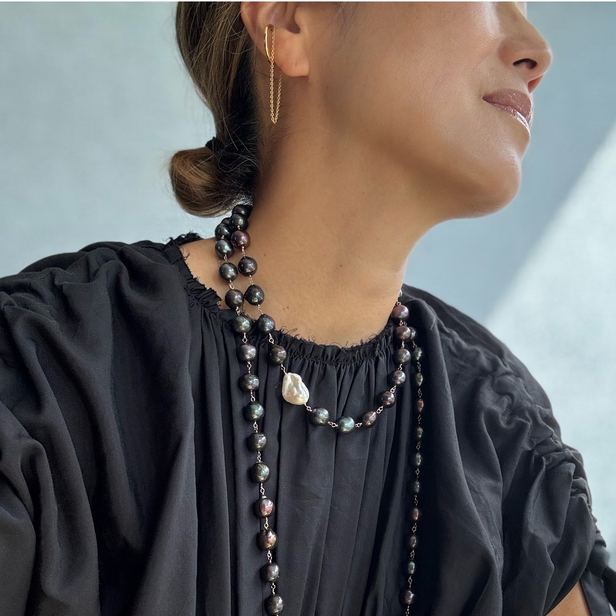 ブラックパールショートネックレス | La Soeur