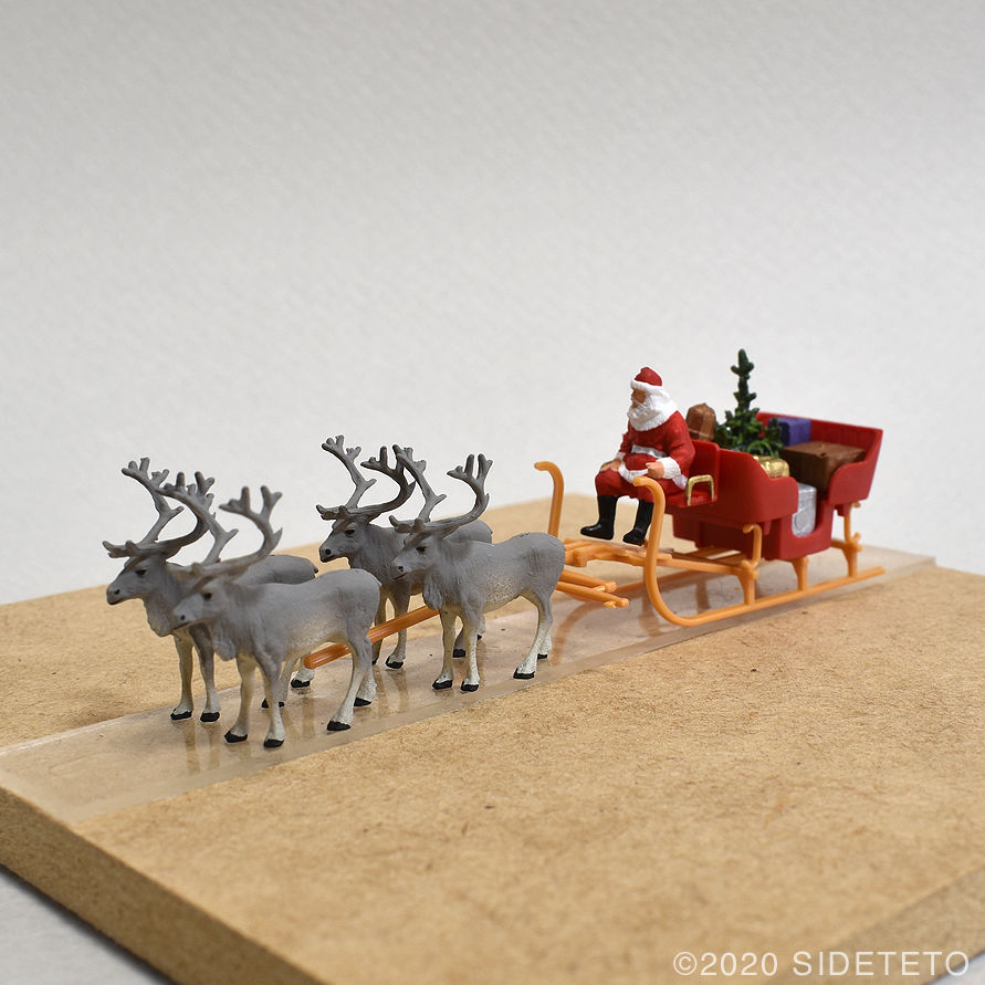 ブリキトイ サンタクロースとソリを引くトナカイゼンマイ