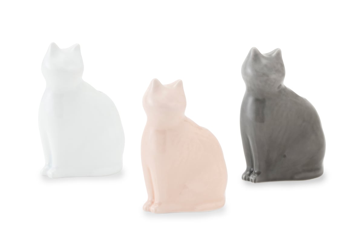 ひがし ちか 花器「愛 編む 磁器猫」 白猫 / 桃猫 / 黒猫 | zen to
