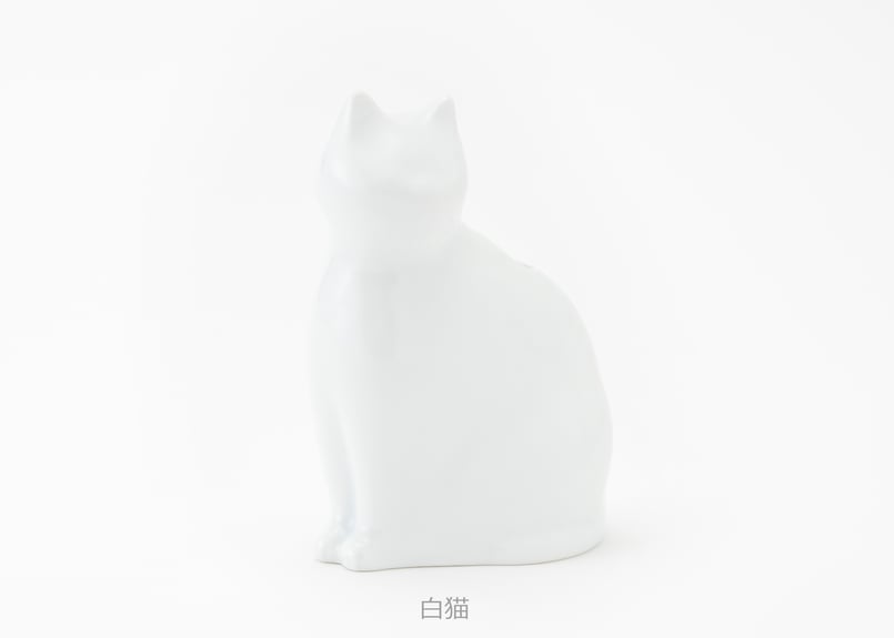ひがし ちか 花器「愛 編む 磁器猫」 白猫 / 桃猫 / 黒猫 | zen to
