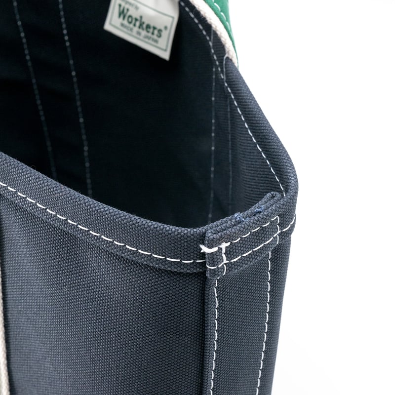 Deluxe Pocket Tote Bag/ Dark Navy x Green Handl