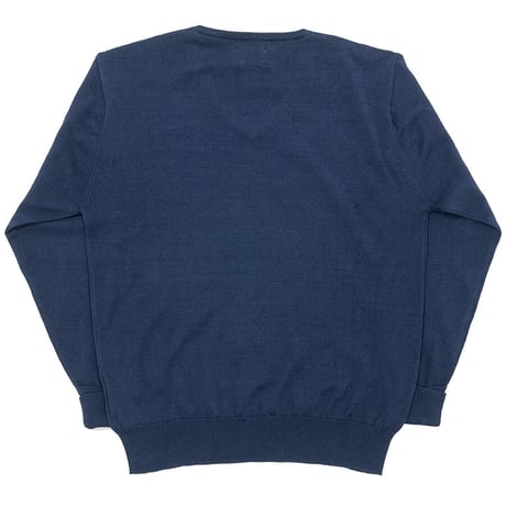 Organic Cotton Sweater, V-Neck, Navy
