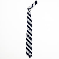 Silk Repp Tie, Navy x Silver