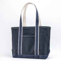 Deluxe Pocket Tote Bag/ Dark Navy x Navy Handle/Long