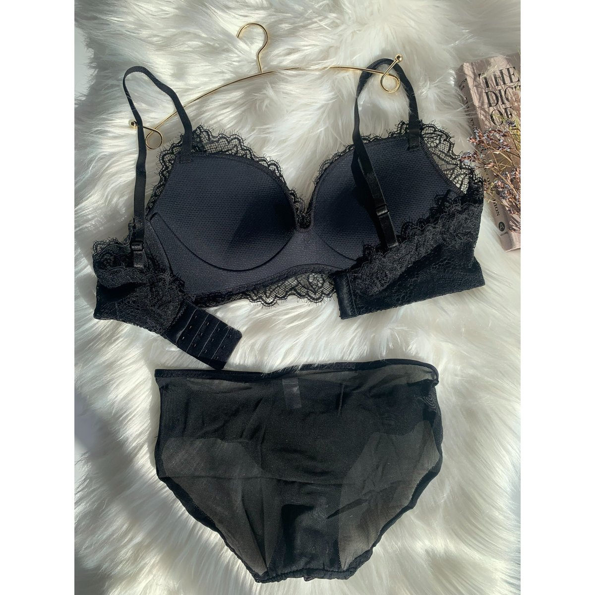 ⭐︎最終値下　試着のみ ブラ　ブラック、グレー2枚セット サテンセクシーレースブラジャーショーツセット 通販【ニッセン】