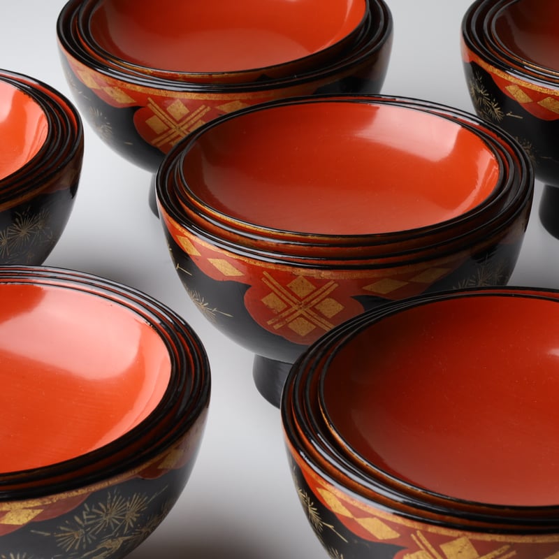 浄法寺 切箔松図椀 十客揃 | LYAN ARTS' Collection online shop