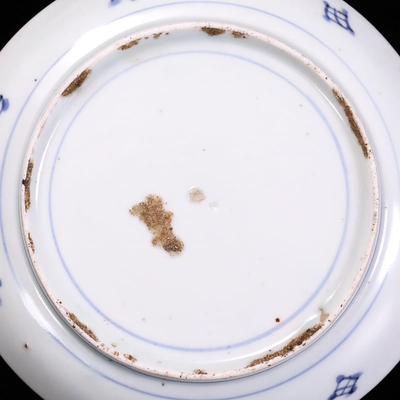 古伊万里　型紙摺印判　染付　小皿　 豆皿　6客 伊万里 染付紙摺印判変形豆皿 – 古美術西川