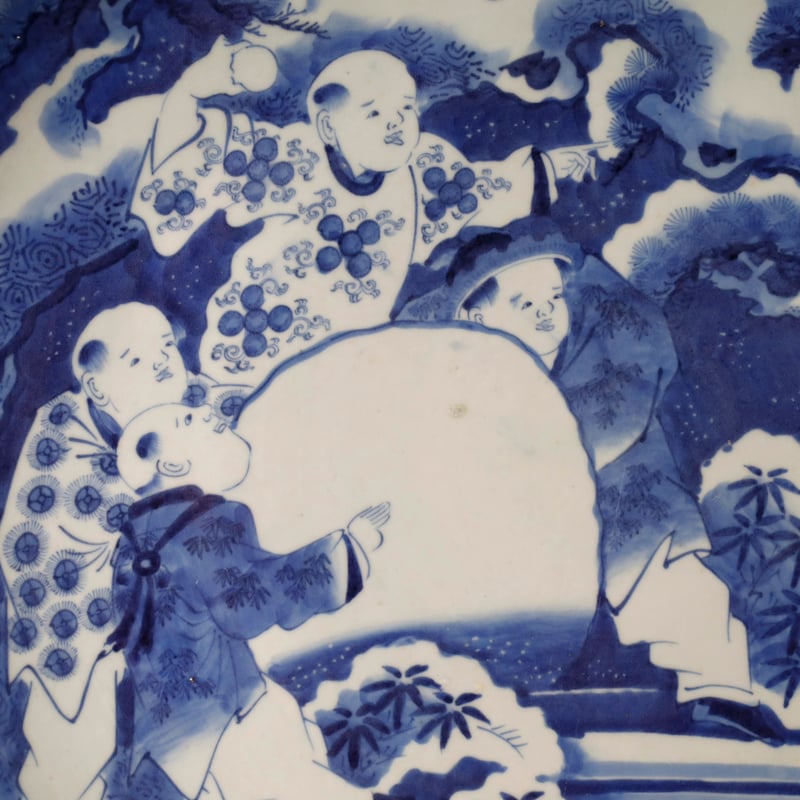 古伊万里染付唐子に雪だるま文大皿 | LYAN ARTS' Collection onlin
