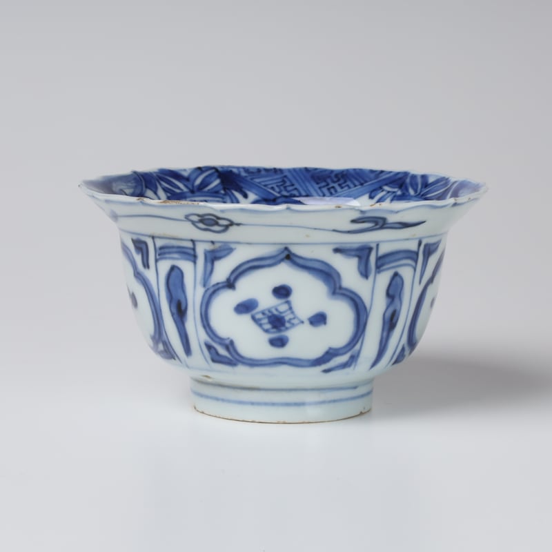 向付　古染付写し　芙蓉手　花鳥文　小鉢　訳あり　欠け　江戸 明 古染付芙蓉手花鳥文小鉢 二十客揃 | LYAN ARTS' Collection
