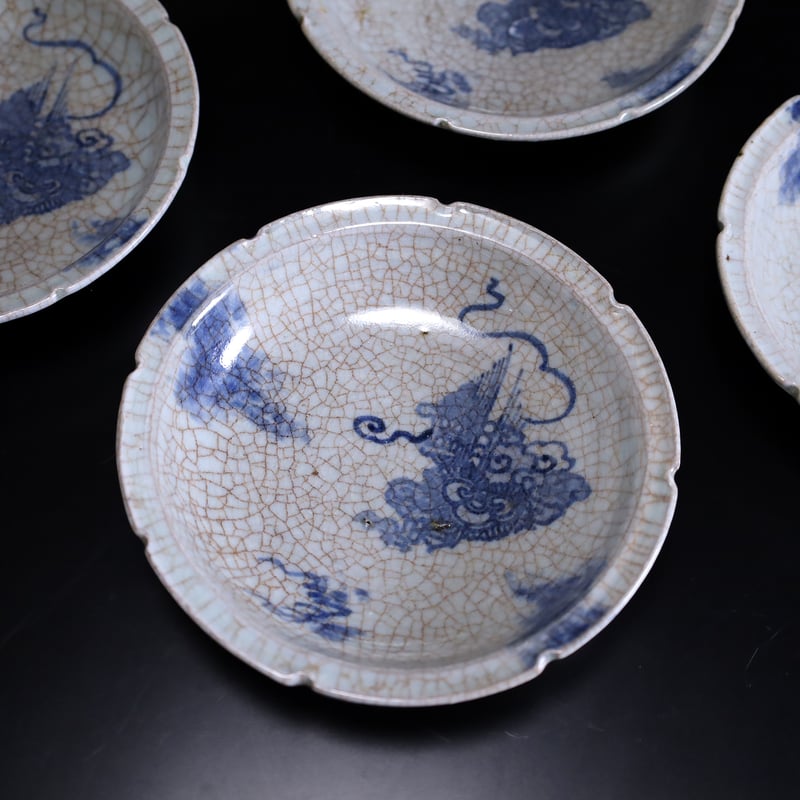 平戸中野窯 染付雲堂文輪花小鉢 五客揃 | LYAN ARTS' Collection