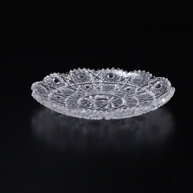 江戸ガラス　切子ギヤマン小皿3枚　横幅6㎝　東Y5-1127① 江戸ガラス 切子ギヤマン小皿3枚 横幅6㎝ 東Y5-1127①