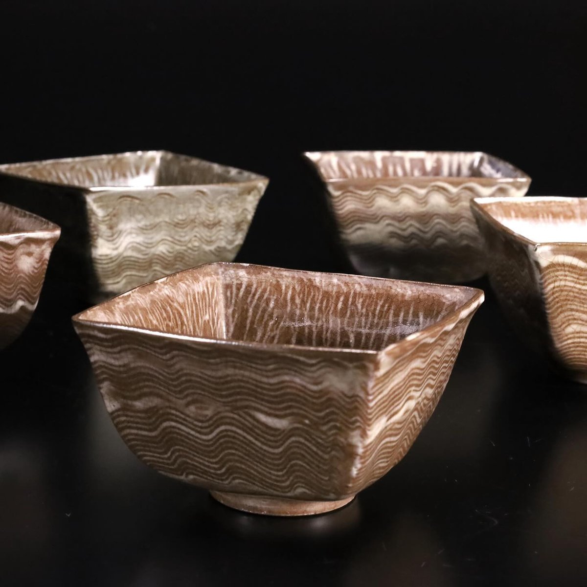現川 打刷毛目四方小鉢 五客揃 | LYAN ARTS' Collection online