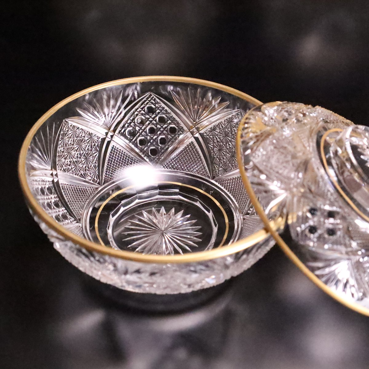 ギヤマン切子金縁蓋碗(小) 五客揃 | LYAN ARTS' Collection onli