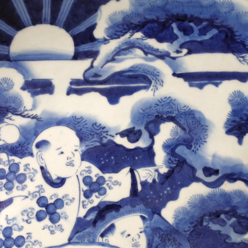 古伊万里染付唐子に雪だるま文大皿 | LYAN ARTS' Collection onlin