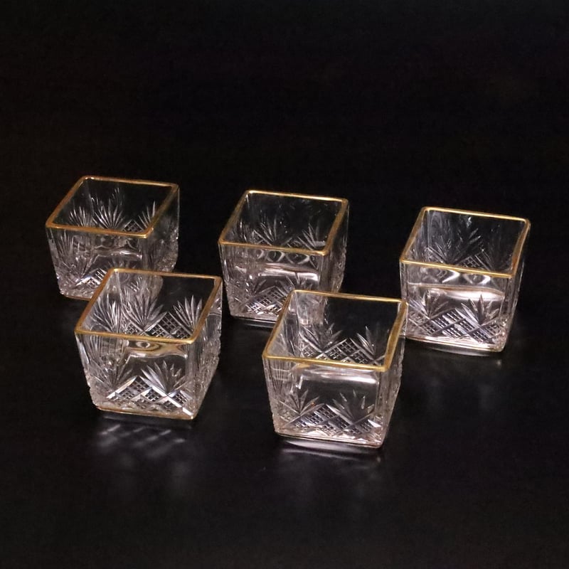 オールドバカラ 金縁切子四方小鉢 五客 | LYAN ARTS' Collection オールドバカラ 金縁切子四方小鉢 五客 | LYAN ARTS' Collection