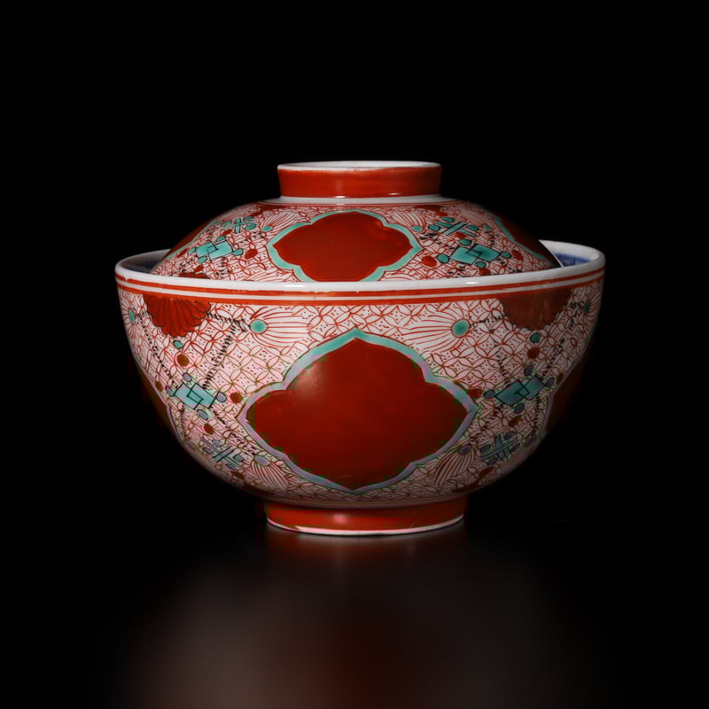 古伊万里 色絵瓔珞文蓋茶碗 五客揃 | LYAN ARTS' Collection onli 古伊万里 色絵瓔珞文蓋茶碗 五客揃 | LYAN ARTS' Collection onli