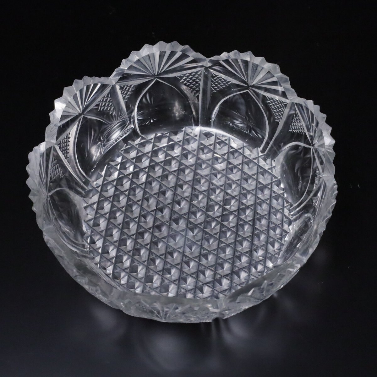 専用江戸後〜明治初期 ギヤマン手彫切子ハンドカット皿 10客 共箱直径