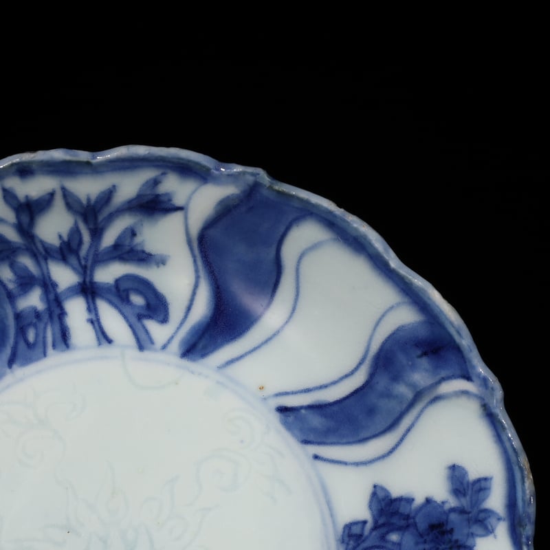 明 古染付印刻花文五寸皿 | LYAN ARTS' Collection online shop