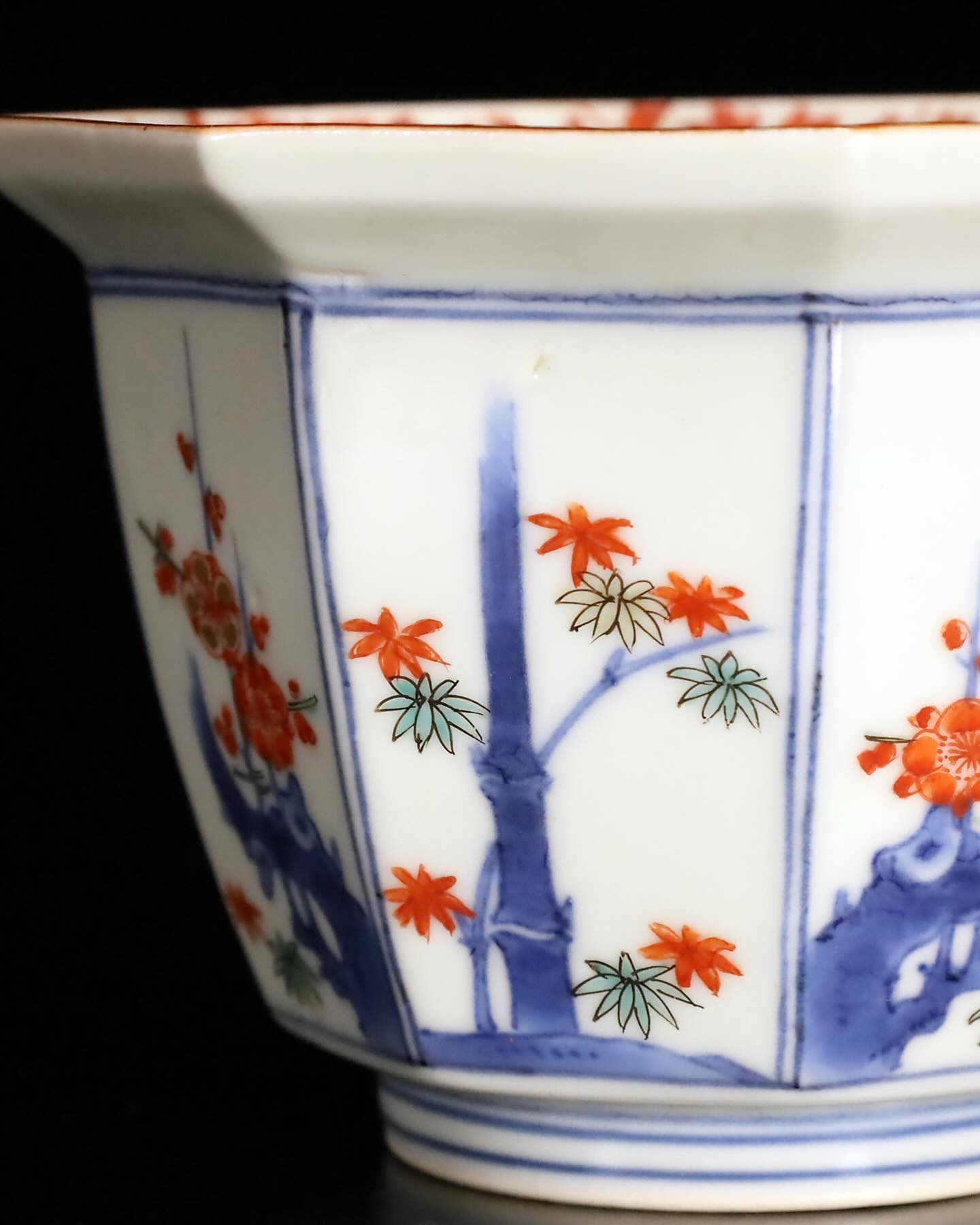 鉢■窓花唐草紋三鉢 蛇の目高台 赤絵 松竹梅 3つ鉢 伊万里(江戸後期～明治)■ 柿右衛門 色絵松竹梅文八角小鉢 五客揃 | LYAN ARTS' Collection on