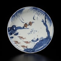 明 古染付山水文葉形向付 五客揃 | LYAN ARTS' Collection onlin