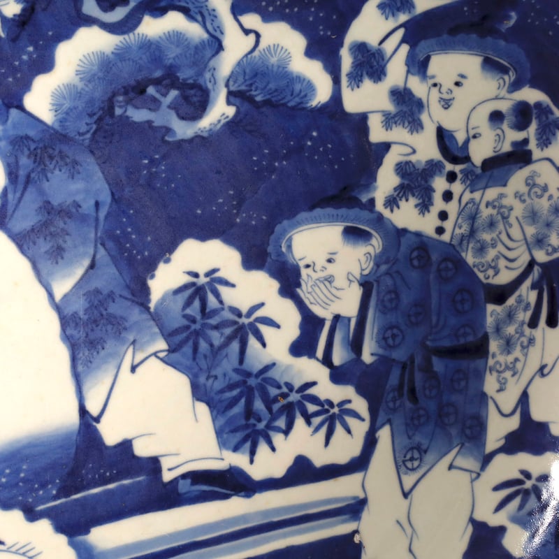 古伊万里染付唐子に雪だるま文大皿 | LYAN ARTS' Collection onlin