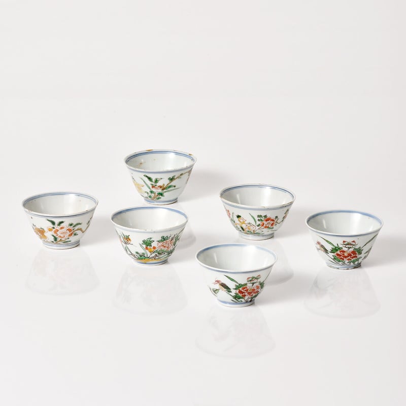 南京赤絵 岩花文汲出碗 六客揃 | LYAN ARTS' Collection online