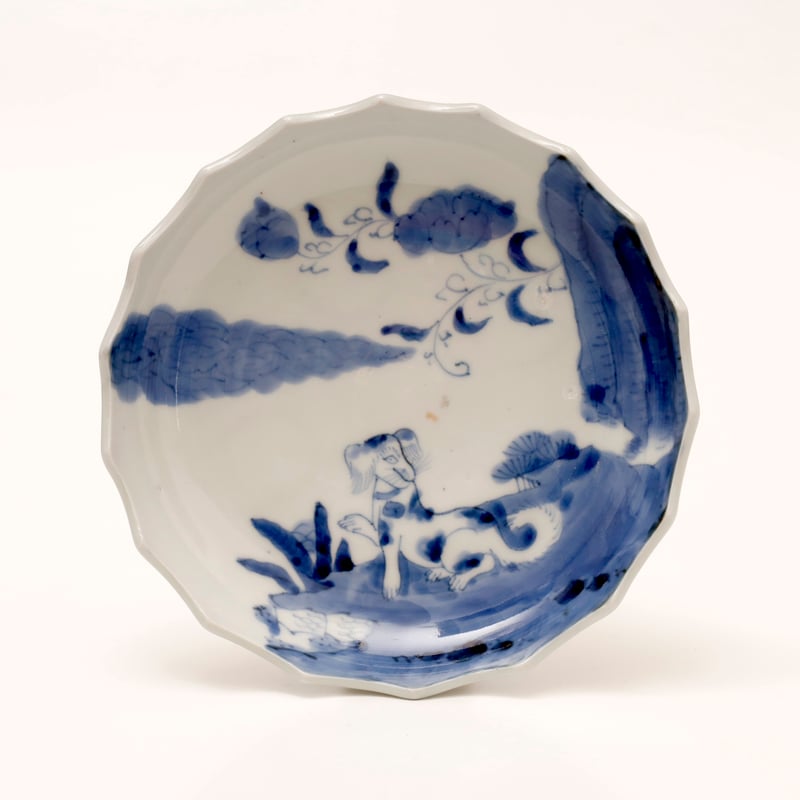 古伊万里染付犬文輪花小皿 | LYAN ARTS' Collection online shop