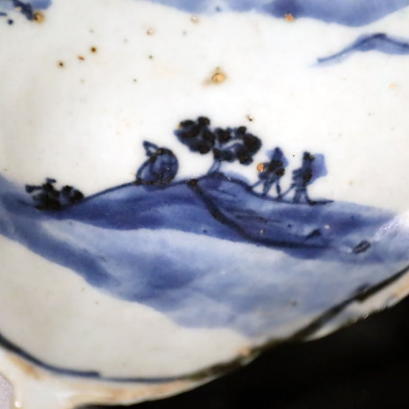 明 古染付風景文蓮花形向付 五客揃 | LYAN ARTS' Collection onli