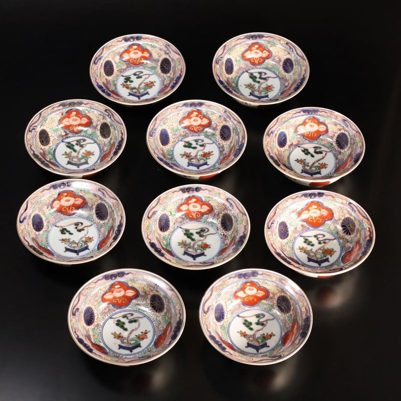 古伊万里　金襴手　平皿　10枚揃え 古伊万里金襴手平皿10枚揃え