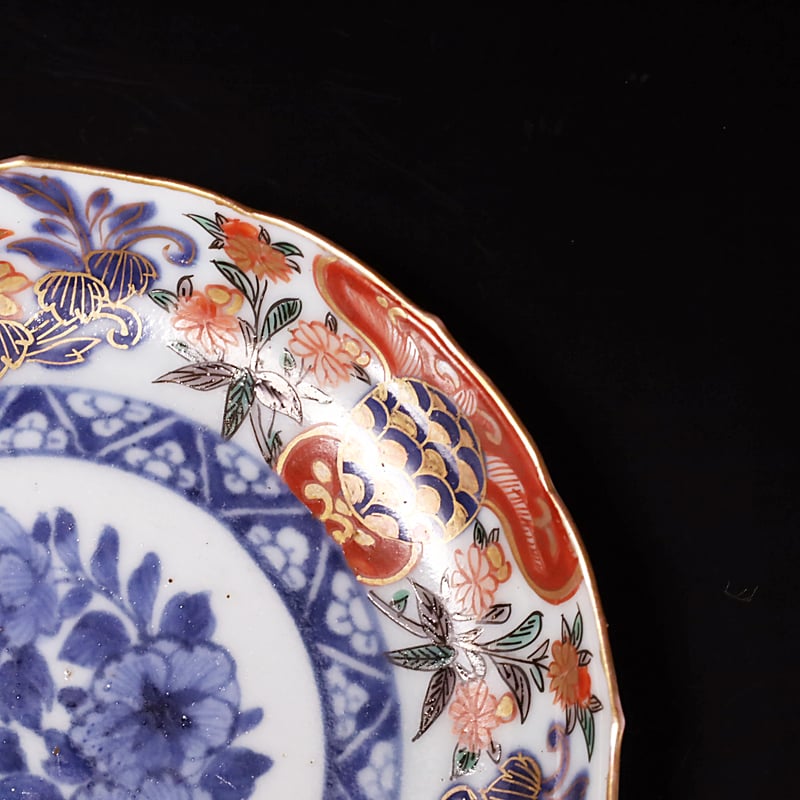 古伊万里染付牡丹図中皿など8点木箱付東Y6-0626②タサオ