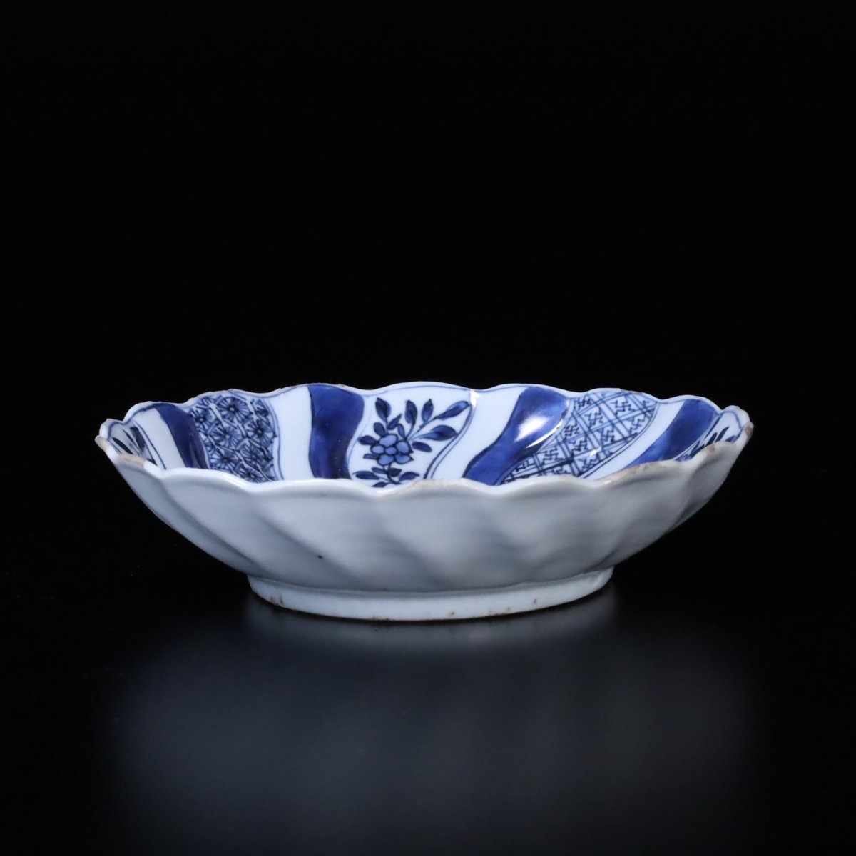 古染面取り祥瑞仙人文 銘々皿揃