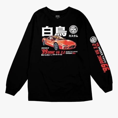 DGK ディージーケー 長袖 Tシャツ ロンT 白鳥 PolePosition 西海岸レーシング  LA ストリート
