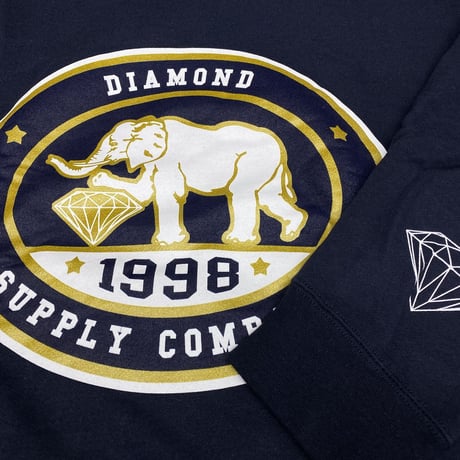 Diamond Supply ダイヤモンドサプライ PushingJewels クルーネック スウェット トレーナー 象 ネイビー