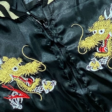 KIDS 【激安SALE】 横須賀発祥 スカジャン 横須賀ジャンパー SUKAJAN 中綿入り 龍 ドラゴン 黒/金