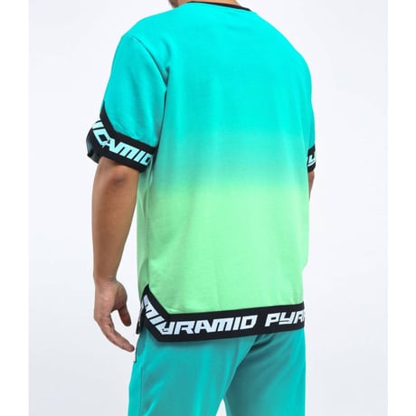 日本未入荷 BLACK PYRAMID ブラックピラミッド 半袖 タイダイ スウェット Tシャツ 緑 グラデーション