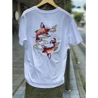 横須賀名物 スカジャン Ｔシャツ 刺しゅう スカT 鯉 コイ CARP 白 和柄 ジャパン (JPT33)