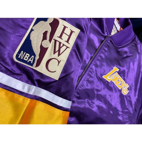 ミッチェル&ネス Mitchell&Ness ロサンゼルス LA レイカーズ LAKERS サテン HWC スタジャン NBA