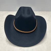 つば広 ウエスタンハット Cowboy Hat カウボーイハット フェルトタッチ 紺 サイズ調節可 (CBH12)